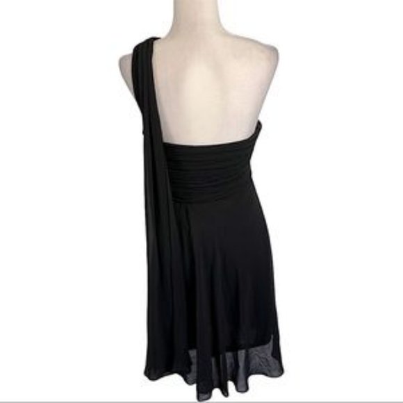 Ever Pretty Black Pleated Bodice One Shoulder Dress Size 4 NWT - Picture 3 of 12